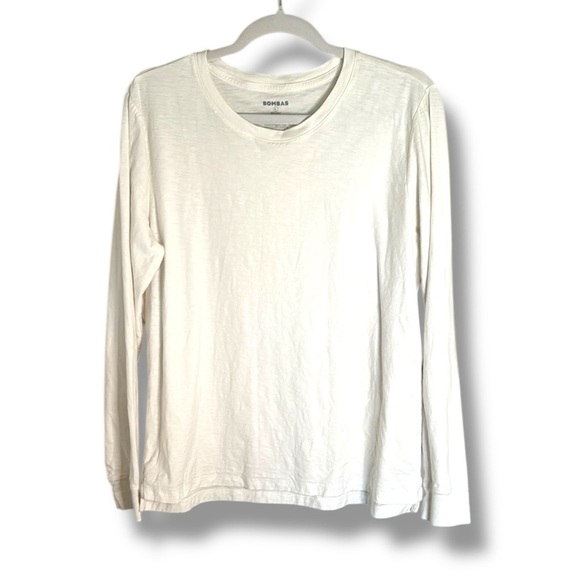 Bombas White Long Sleeve Cotton Tee Size Large - Picture 1 of 3